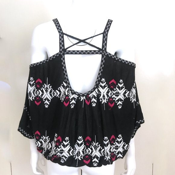 Free People Cold Shoulder Embroidered Top - Picture 6 of 11